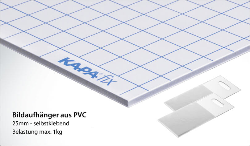 Kapafix - einseitig klebende Leichtstoff-Sandwich-Platte aus Polyurethan-Schaum, FCKW-frei geschäumt grau, beidseitig mit aluverstärktem Chromoersatzkarton abgedeckt.